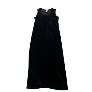 Vintage 90s Y2K Black Velvet Sleeveless Maxi Dress